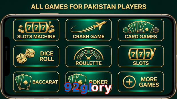Main screen of 92Glory games page for PK players
